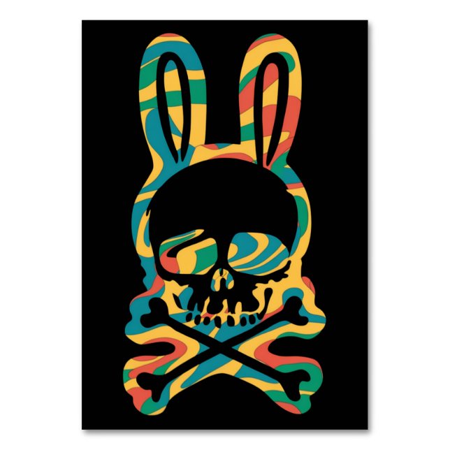 Påskhare Retro Tie Dye Bunny Skull Kor Bone Bordsnummer (Framsidan)