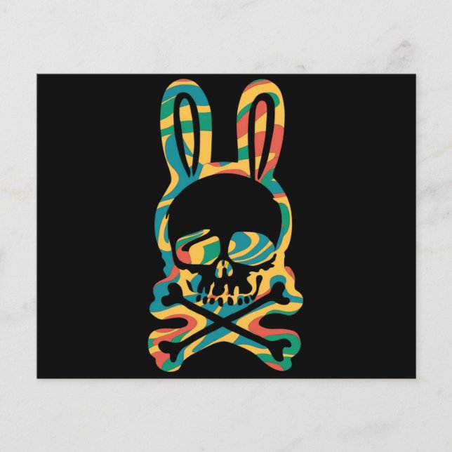 Påskhare Retro Tie Dye Bunny Skull Kor Bone Flygblad (Framsidan)