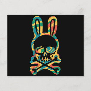 Påskhare Retro Tie Dye Bunny Skull Kor Bone Flygblad