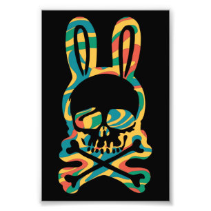 Påskhare Retro Tie Dye Bunny Skull Kor Bone Fototryck