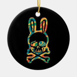 Påskhare Retro Tie Dye Bunny Skull Kor Bone Julgransprydnad Keramik