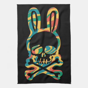 Påskhare Retro Tie Dye Bunny Skull Kor Bone Kökshandduk