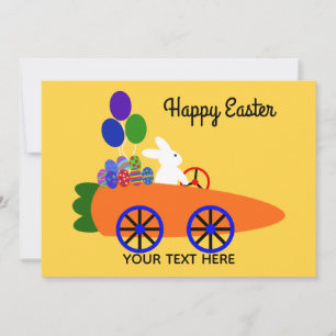 Påskhare Riding Carrot Car #3-2 Helgdag Card Anteckningskort