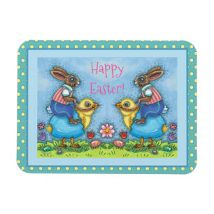 PÅSKHARE RIDING CUTE CHICK IN BLUE EGG, STOLLIG MAGNET