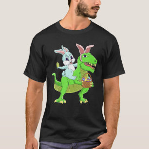 Påskhare Riding Dinosaur T Rex Påsk Kids Boy Shirt