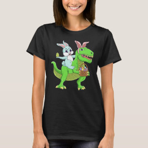 Påskhare Riding Dinosaur T Rex Påsk Kids Boy T Shirt