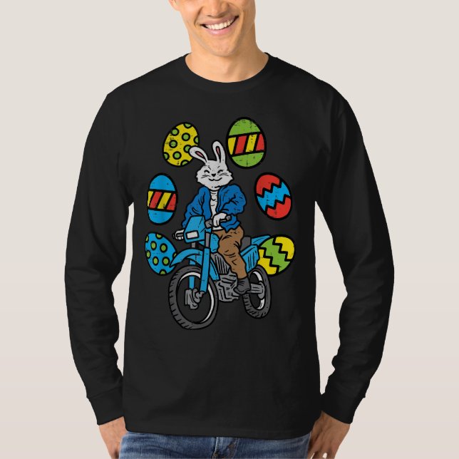 Påskhare Riding Dirt Bike Motocross Biker Manar T Shirt (Framsida)