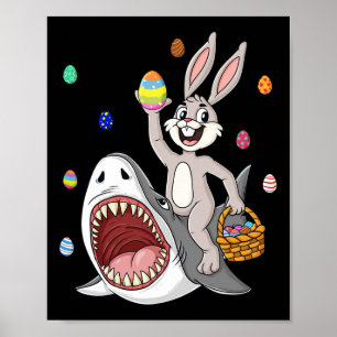 Påskhare Riding Shark Roligt Eggs Basket Boys Gir Poster