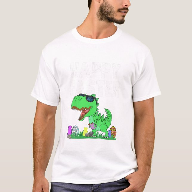 Påskhare Riding Trex Chicken Funny Boys Påsk T Shirt (Framsida)