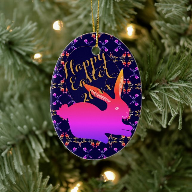 Påskhare Ro Patterned Egg Ornament (Träd)