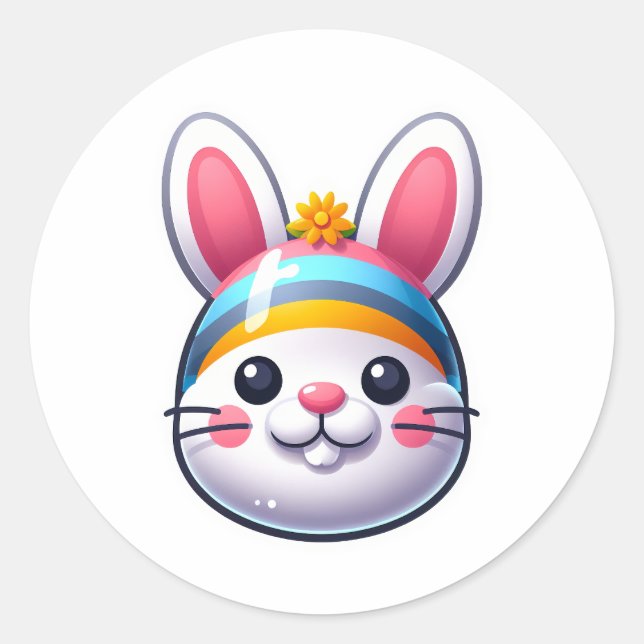 Påskhare Runt Klistermärke (Framsida)