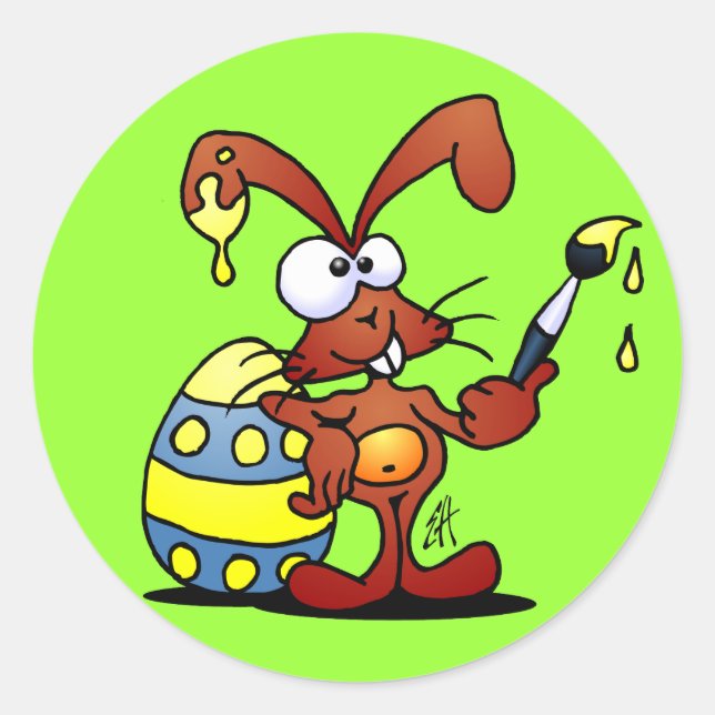 Påskhare Runt Klistermärke (Framsida)