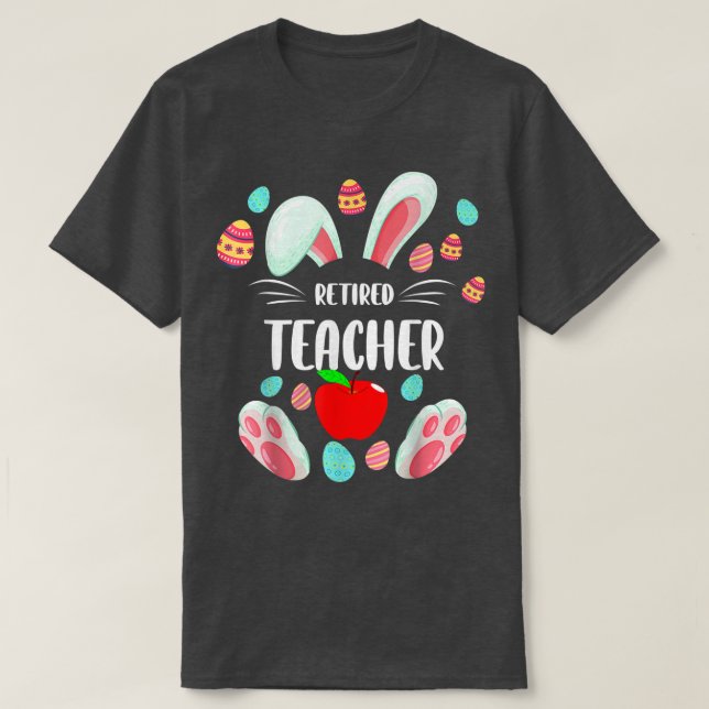 Påskhare School Teacher Retrött Teacher Påsk T Shirt (Design framsida)