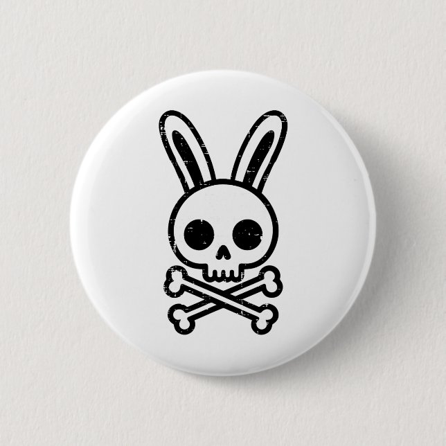 Påskhare Skull Kor Bones Rabbit Goth Manar Boy Knapp (Framsida)