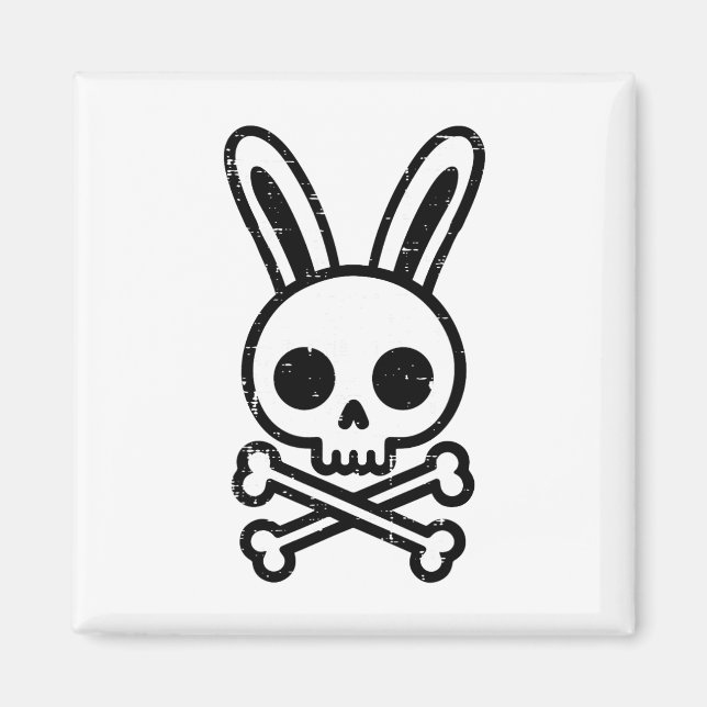 Påskhare Skull Kor Bones Rabbit Goth Manar Boy Magnet (Framsidan)
