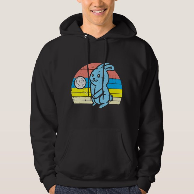 Påskhare som spelar volleyball Retro Sports Manar  Hoodie (Framsida)
