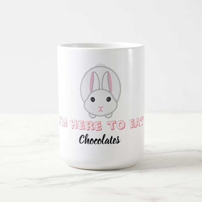Påskhare som väntar på att äta choklad kaffemugg (Center)