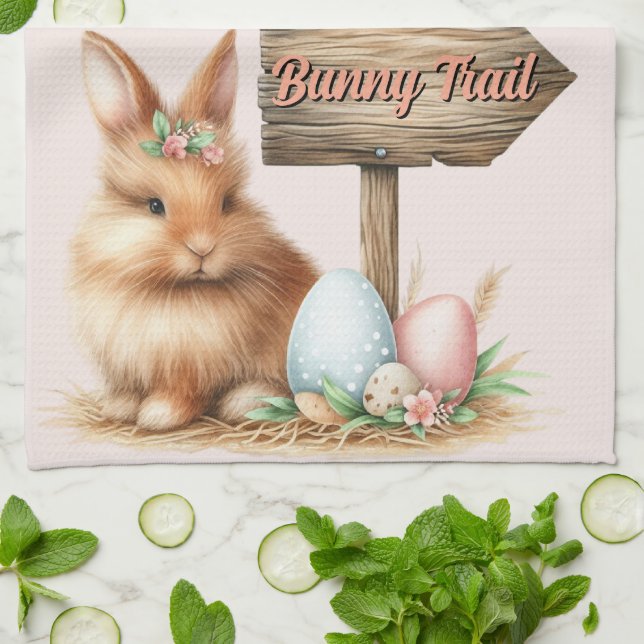 Påskhare-spår Kökshandduk (Vikta)