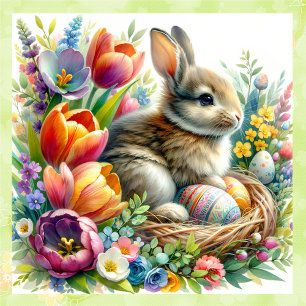 Påskhare Springtime Helgdag Cheerful Roligt Fyrkantigt Klistermärke