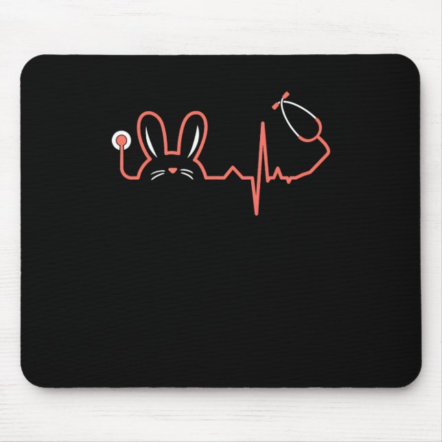 Påskhare Stethoscope Nurse Doktor Rabbit SCrub Musmatta (Framsidan)