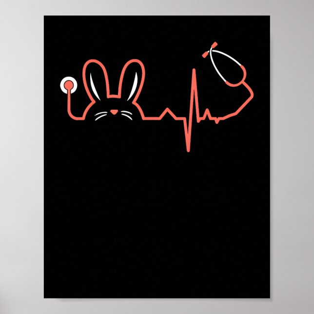 Påskhare Stethoscope Nurse Doktor Rabbit SCrub Poster (Framsidan)