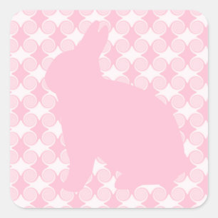 Påskhare Swirls Square Stickers, Ljusa rosa Fyrkantigt Klistermärke