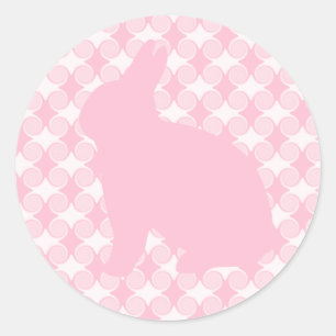 Påskhare Swirls Stickers, Ljusa rosa Runt Klistermärke