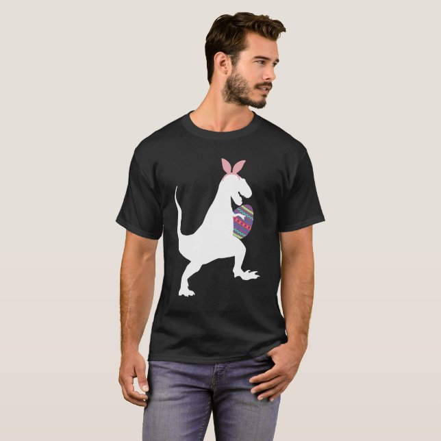 påskhare T-Rex Holding Påskägg Pascha Tee Shirt (Hel framsida)