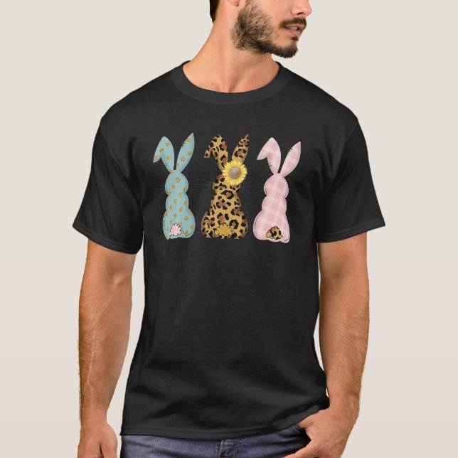 Påskhare Trio Rabbit Leopard Matching Cute T Shirt (Framsida)