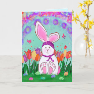 Påskhare Tulips Girly Cute Flowers Kort