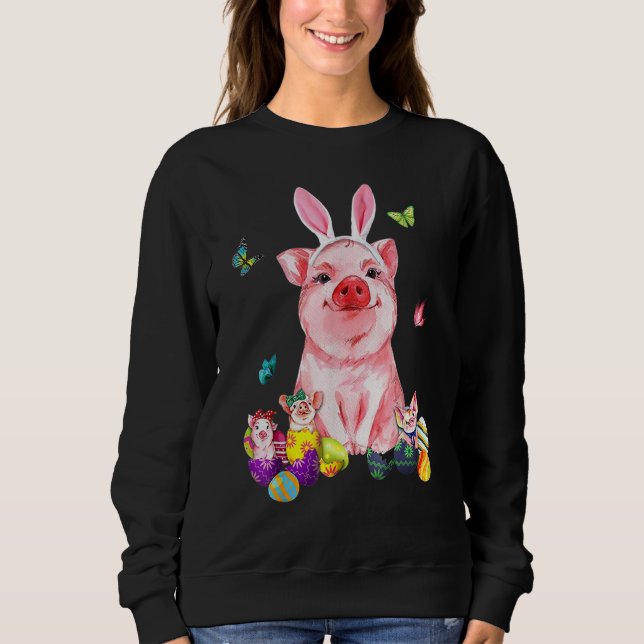Påskhare Vår Gris Bow Egg Hunting Basket Eas T Shirt (Framsida)