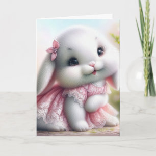 Påskhare vid Rosa Snöre Dress Kort