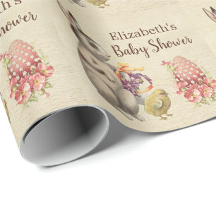 påskhare Vintage Rabbit & Chicken Baby Shower Presentpapper