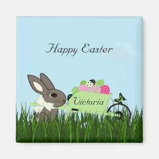 Påskhare w Hjulbarrow of Eggs Refrigerator Magnet