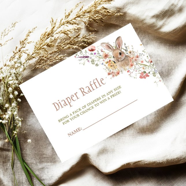 Påskhare Wildblomma Babyskåda Diaper Raffle Tilläggskort (Skapare uppladdad)