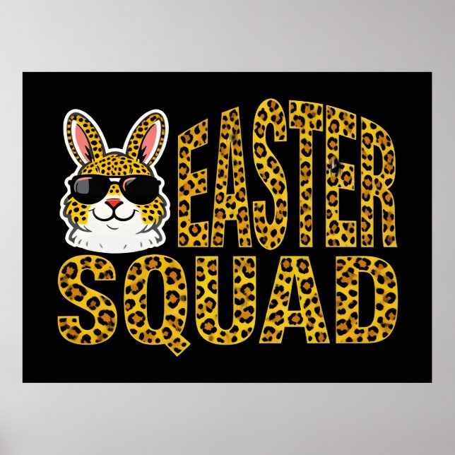 Påskharen Ägg Rutmönster Leopard T-shirt Poster (Framsidan)