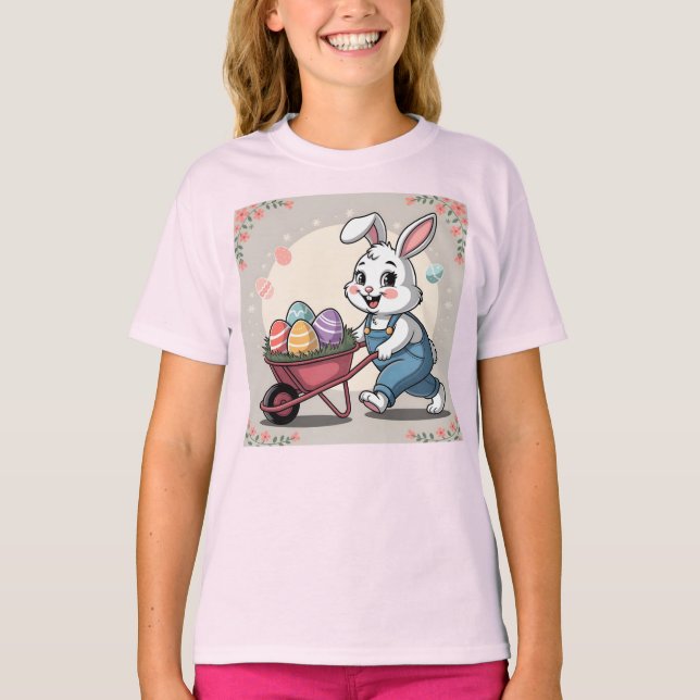 Påskharen Ägg Trillkar & Blommor T Shirt (Framsida)
