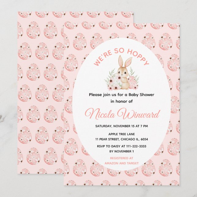 Påskharen Baby Shower Inbjudningar (Fram/baksida)