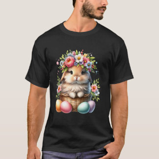 Påskharen Blomkrona Floral Söt Vår Flickor T Shirt