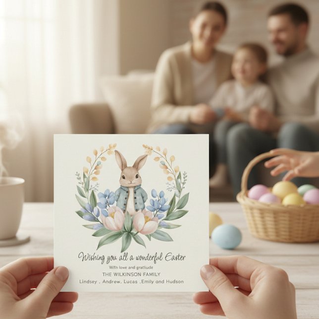 Påskharen Blommig Påskhälsningskort Kort (Skapare uppladdad)