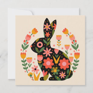 Påskharen blomster motiv julkort