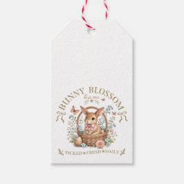 Påskharen Bunny Blossom i blomsterkorg Presentetikett