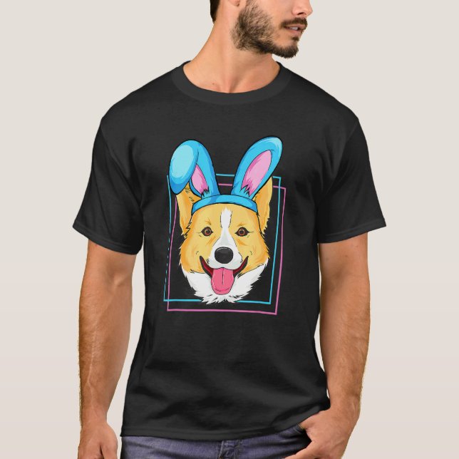 Påskharen Corgi Hund Påsk Corgi T Shirt (Framsida)
