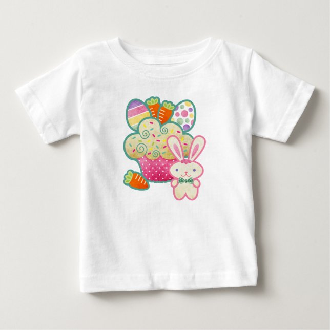 Påskharen Cupcake Småbarns Rufflad T-shirt (Framsida)