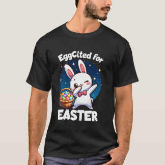 Påskharen Dabbar Upphetsad för Påsk Pojkar Flicka T Shirt