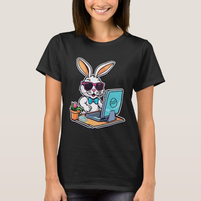 Påskharen Dator Videospel Älskare 1  T Shirt (Framsida)