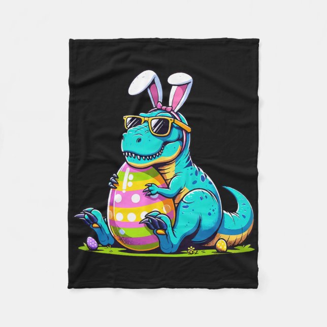 Påskharen dinosaur ägg Glad Eastrawr T Rex Kid Fleecefilt (Framsidan)