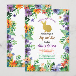 Påskharen dricker och ser inbjudan