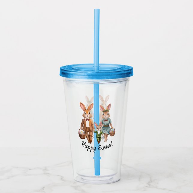 Påskharen familjen jagar ägg take away mugg (Framsida)