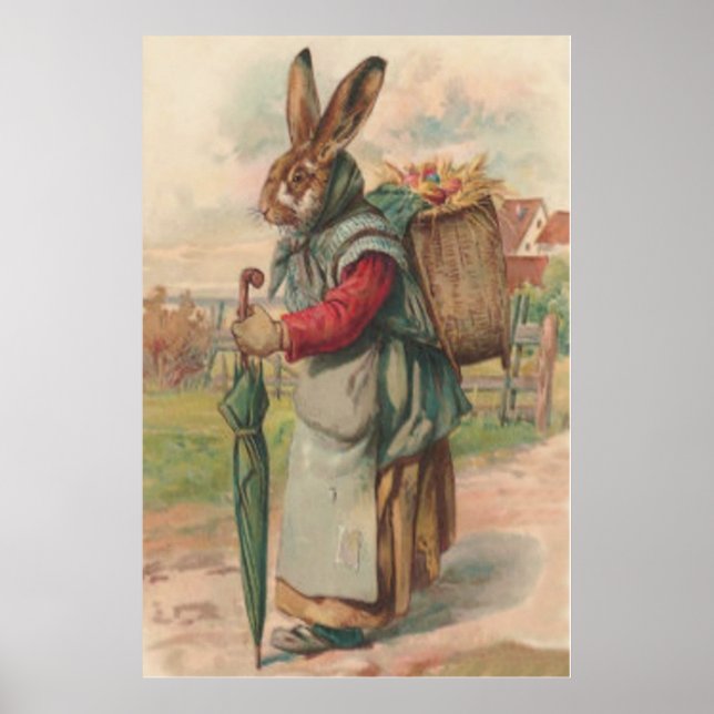 Påskharen Färgad Målade Ägg Paraply Poster (Framsidan)
